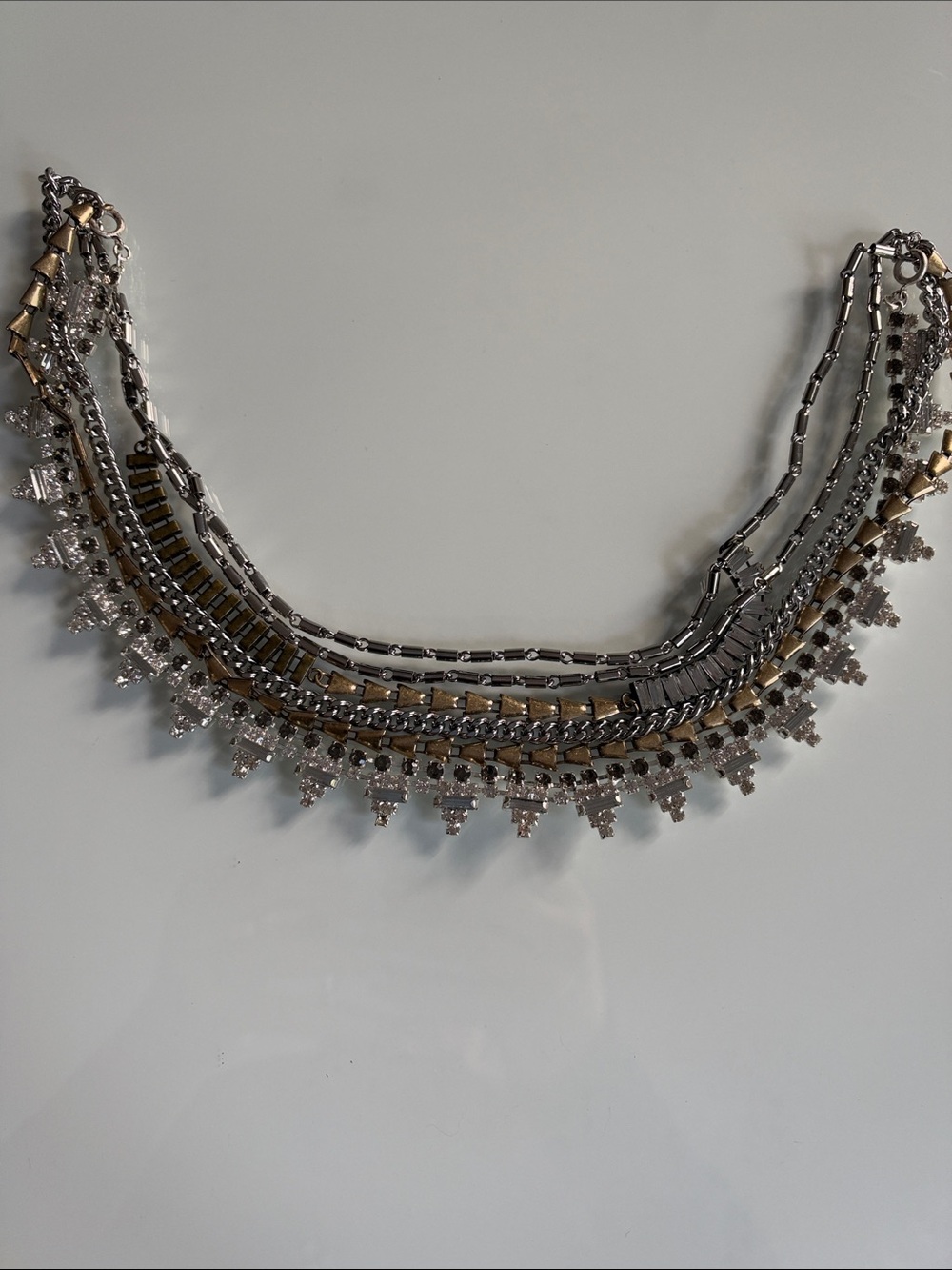 Stella & Dot Two-Tone Crystal Layered Necklace 16”